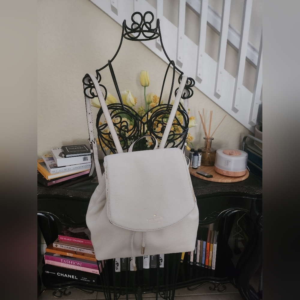 Kate Spade white leather backpack